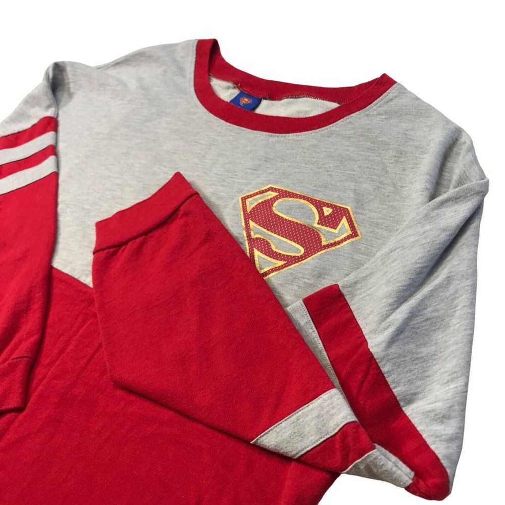 DC Comics Superman Juniors size‎ XL 15/17 long sleeve top Jersey gray red